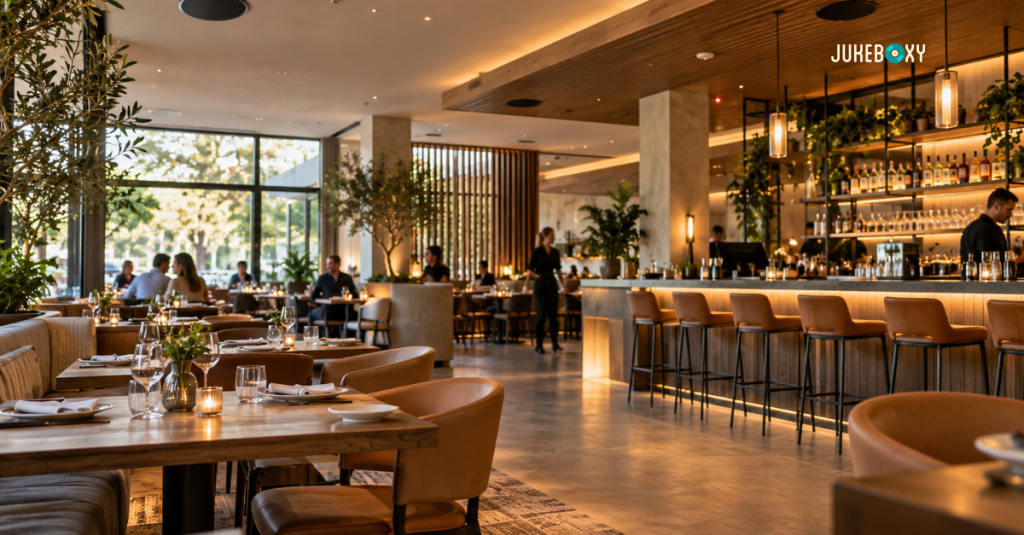Comparison of sound systems for restaurants and stores by business type, size, budget, and cost.